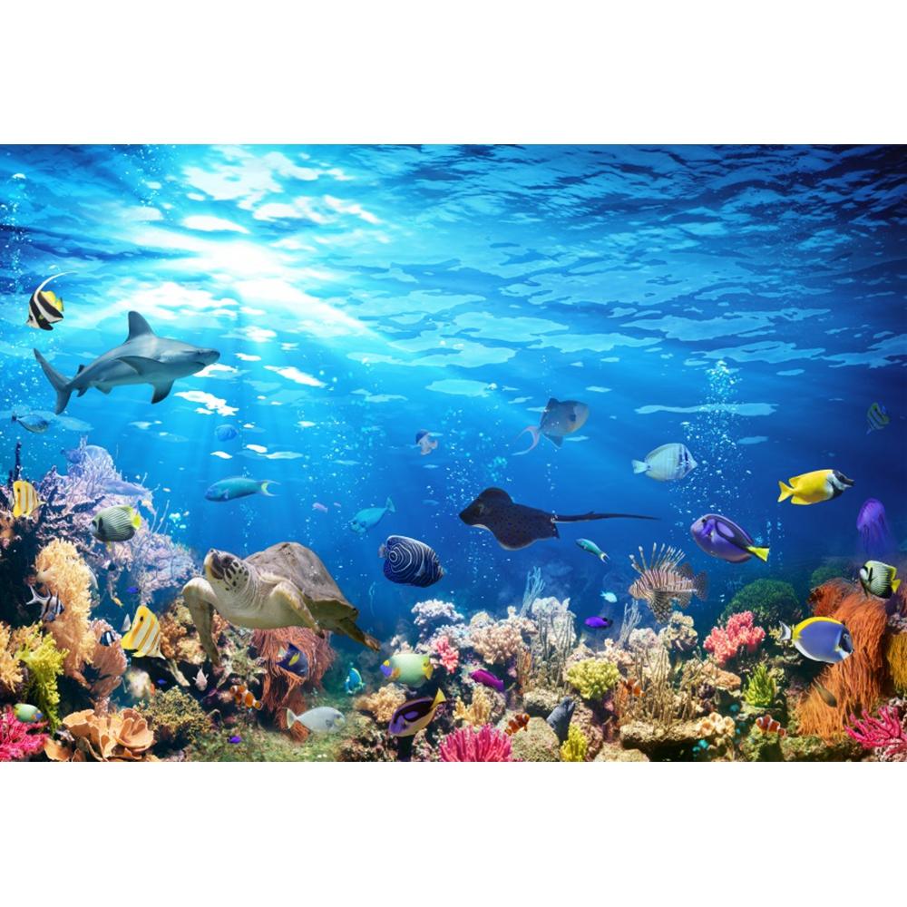 Underwater World Backgrounds for Photographs Ocean Fish Coral Fish Tank Decor Aquarium Scene Portrait Backdrop Shooting Props