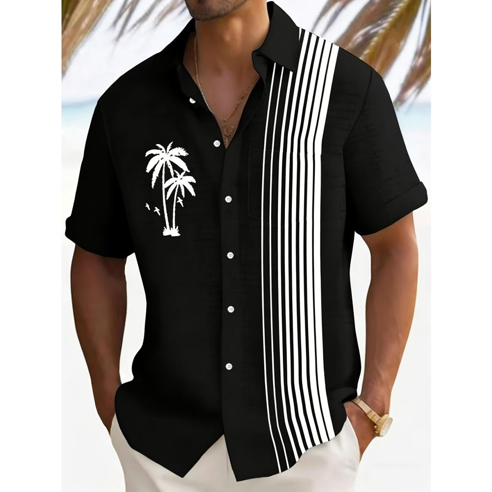 Men's Tropical Plant Shirt Hawaiian Shirt Button Up Shirt Short Sleeved Summer Printed Shirt