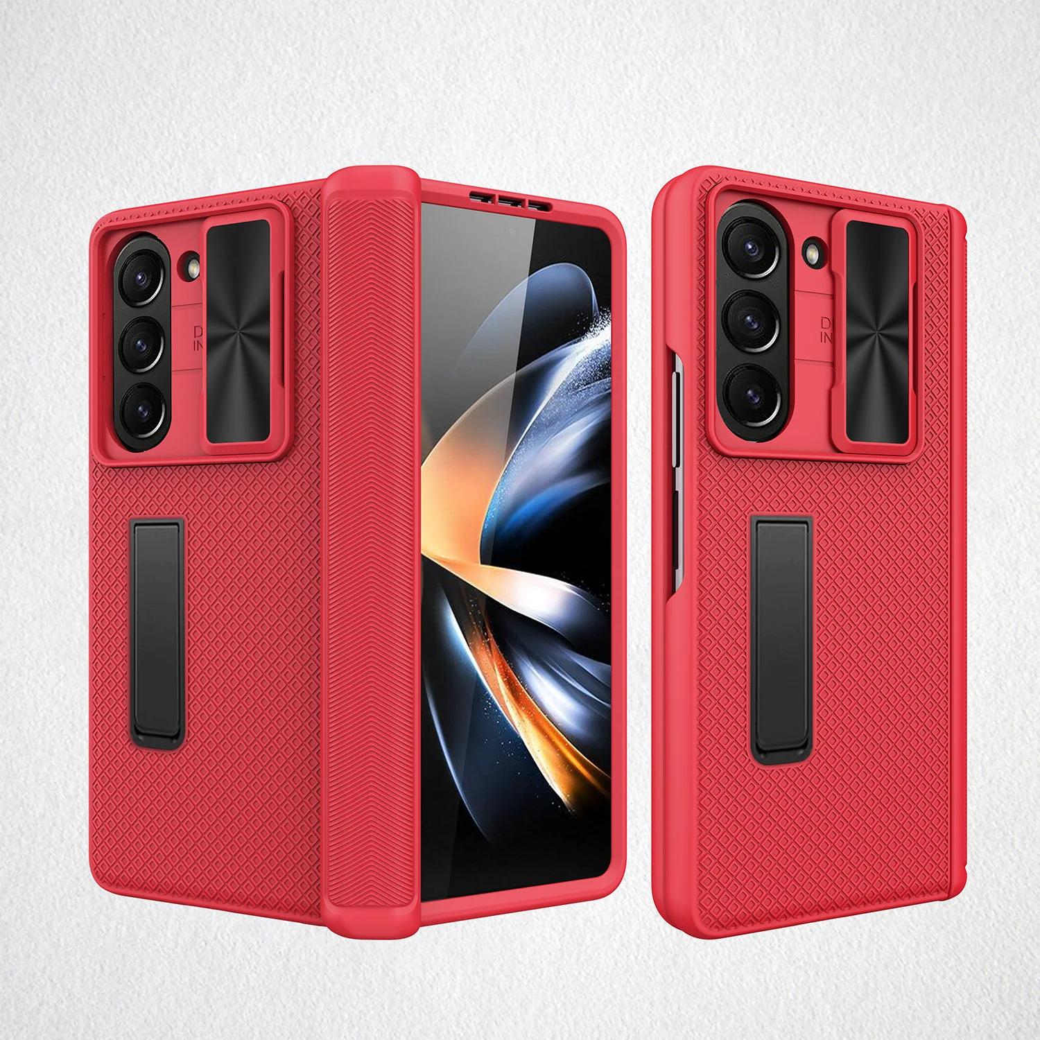 

Z Fold 7 6 Hinge Case for Samsung Galaxy Z Fold 7 Fold6 Case Slide Camera Front Screen Glass Armor Stand Funda Cover for Galaxy Z Fold 6 червоний