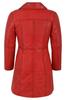 Czerwony Ręcznie Robiony Skórzany Płaszcz Trenczowy Damski z Jagnięcej Skóry Nappa