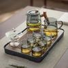 Minimalist Glass Teapot and Cup Set with Infuser & Tray
