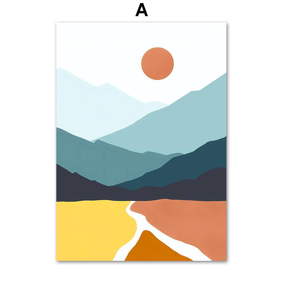 Abstract Minimalist Sea Beach Surfboard Mountain Posters And Prints Wall Art Canvas Painting Wall Pictures For Living Room Decor