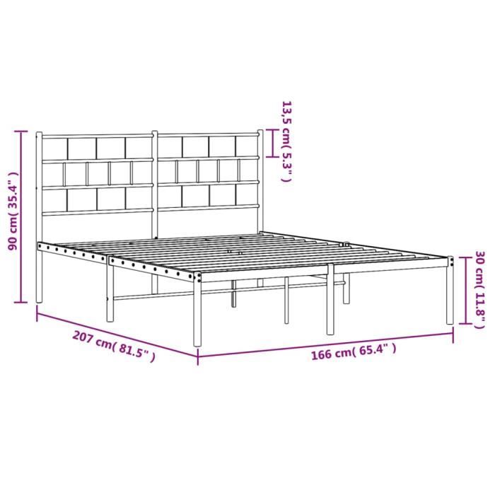 VidaXL Metal Bed Frame with White Headboard 160x200 Cm 355711