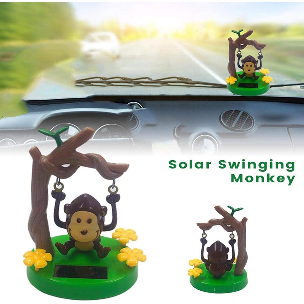 Solar Dancing Monkey Toy Car Dashboard Bobblehead Cute Animated Bobble Monkey Dancer Cartoon for Car Interior Decoration