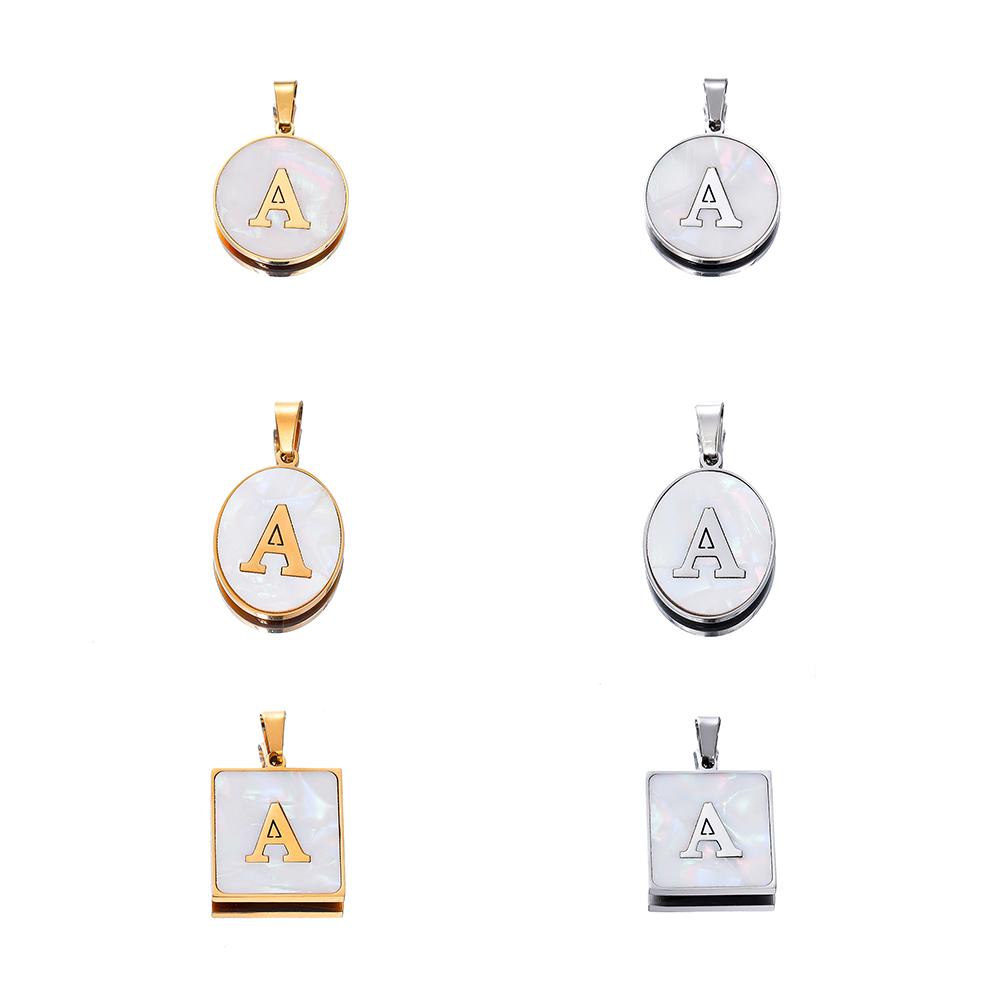 1Pcs Stainless Steel With Pinch Bail Clasps Imitation Pearl Letter Charms Pendant For Necklace DIY Jewelry Making Accessories