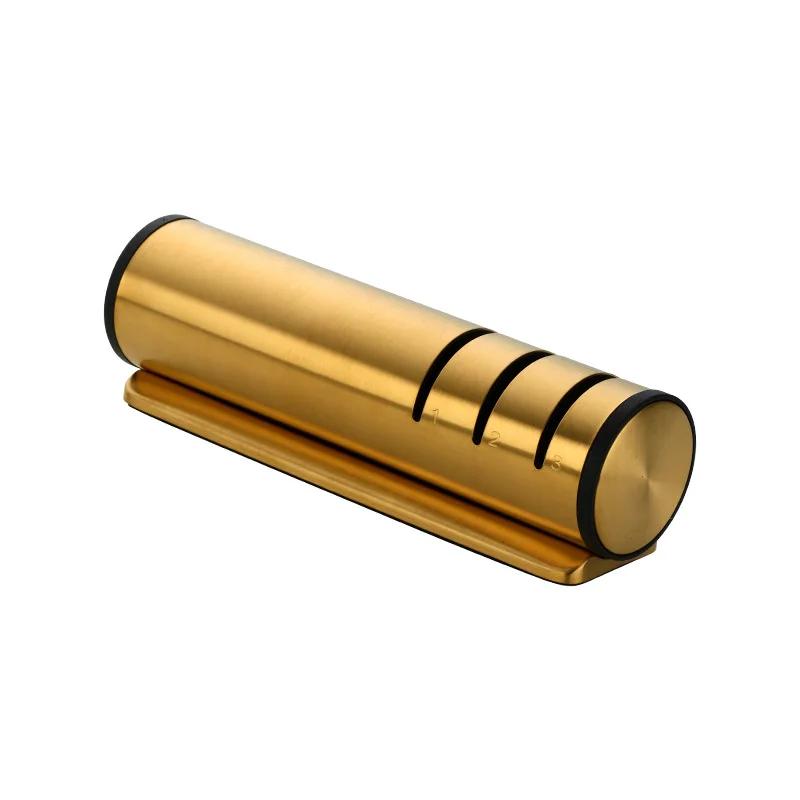 

Точилка для ножей, 3 ступени, кухонный нож, инструмент для быстрой заточки, профессиональный инструмент для поварских принадлежностей из нержавеющей стали 18.5cm золотой