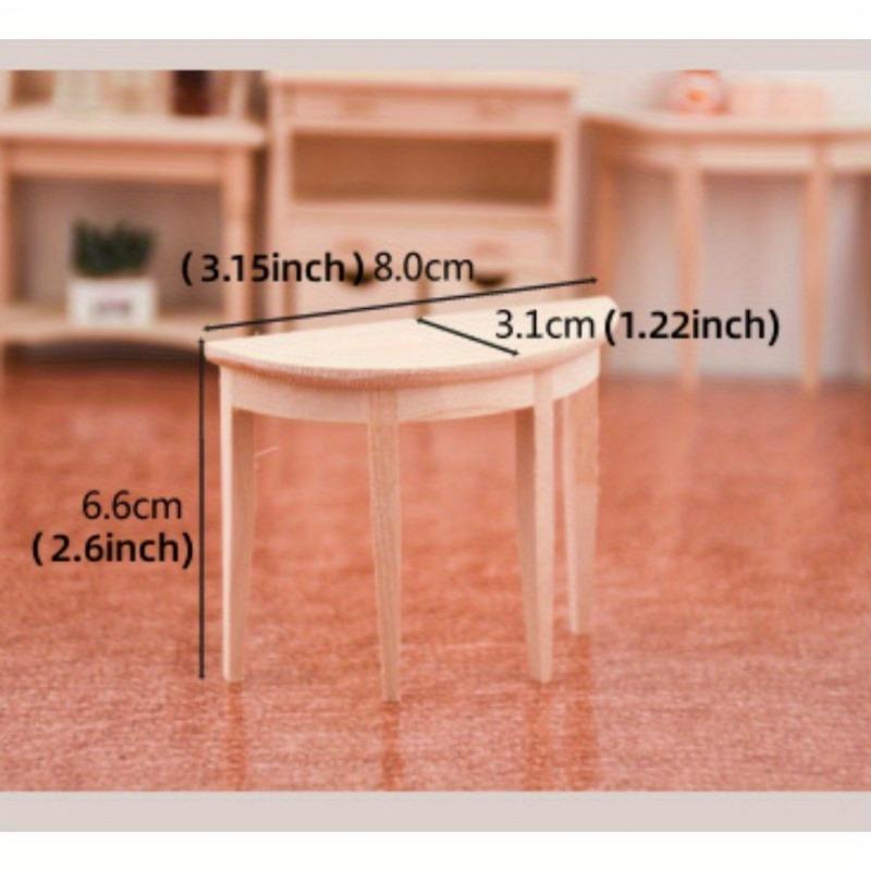 1/12 Scale Miniature Wooden Half-Round Table Model Ornament - DIY Miniature Kitchen/livroom Scene Decoration - Perfect Gift