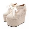 Fashion 2025 New Women's 15CM Extra High Heel Platform Shoes  Breathable Wedge Sandals with Lace-Up Design Slimming Casual shoes