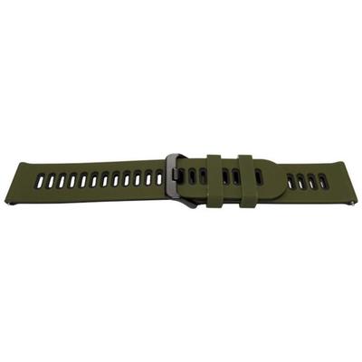 Bracelet de montre - MY-MONTRE - 22mm - Silicone bicolore vert armée/noir - Boucle métal noir - Fixation Quick Release