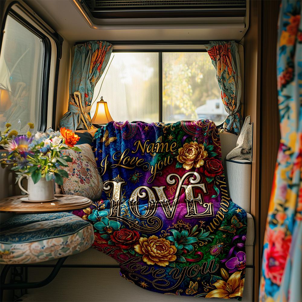 Love And Greeting Cozy Blanket Warmthful Decor Great For Sofa Couch Office Bed Picnics For All Occasions Modern Style Ideal Gift For Birthday