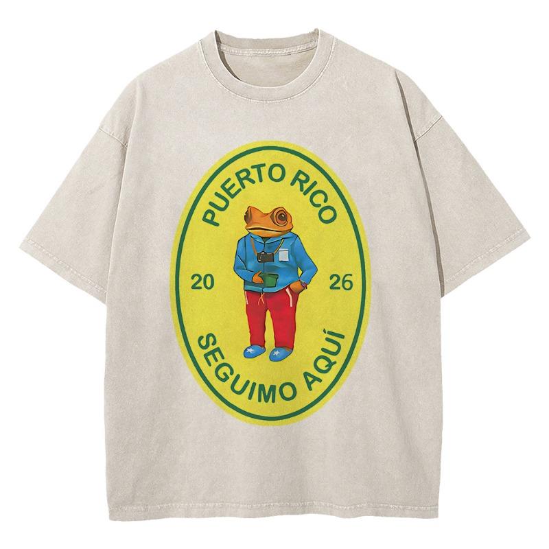 Bad Bunny Debí Tirar Más Fotos World Tour 2025 2026 T Shirt women DTMF Funny Frog Oversize 100% Cotton Apricot Vintage Washed Tees
