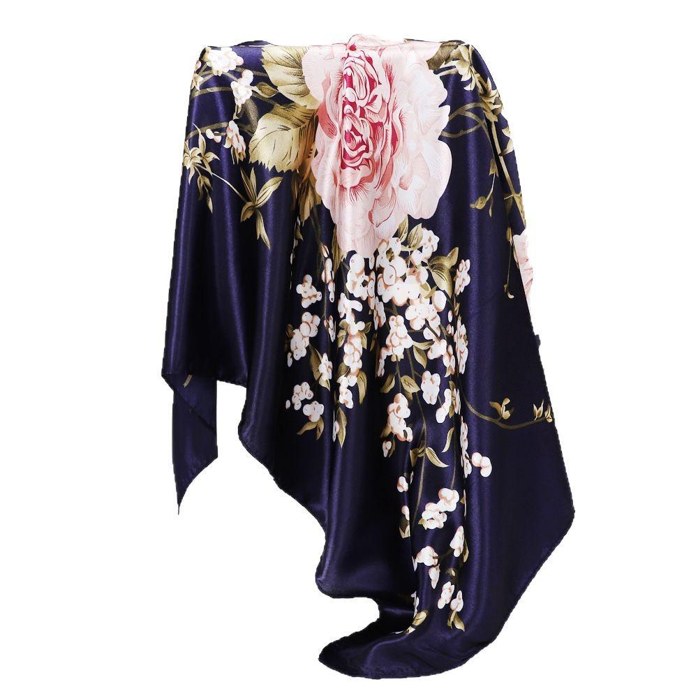 Floral Scarf, 90cm: A Luxurious Ladies’ Square Scarf, Shawl, Satin Headscarf or Neckerchief