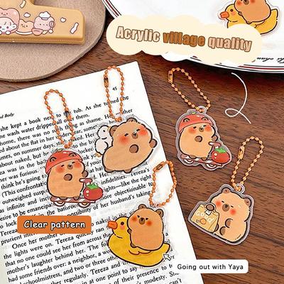 Funny Cartoon Capybara Keychain Creative Cute Capybara Pendant  Simple Backpack Decoration Accessories Birthday Gifts