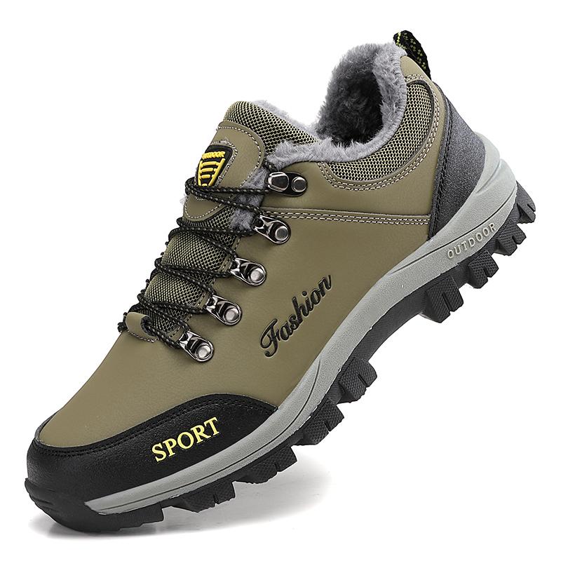 

Чоловіче взуття великого розміру проти ковзання, зносостійке та плюшеве, тепле, бавовняне взуття на відкритому повітрі, взуття для походів, зимові черевики 45 армія зелений колір