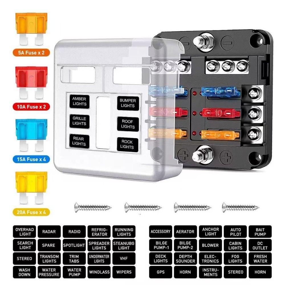 6 Ways Fuse Block Negative Bus Bar Automotive Fuse Box For Car Marine Boat Remoulded
