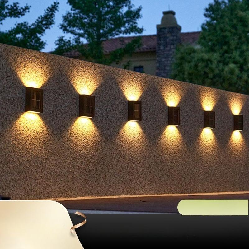 1Pc Solar Wall Lamp Outdoor Decoration Garden Courtyard Household Wall Lamp Large Upper and Lower Luminous Outdoor Decorative Wall Lamp