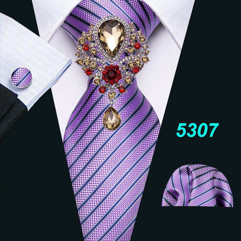 Rote schwarze Herrenkrawatte mit Brosche, 6 formelle Seidenkrawatten, Einstecktuch, Manschettenknöpfe, Jacquard-Krawatten-Set, Barry.Wang