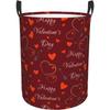 Valentine Day Hearts Laundry Hamper Circular Laundry Basket Bin Dirty Clothes Bag Storage Basket