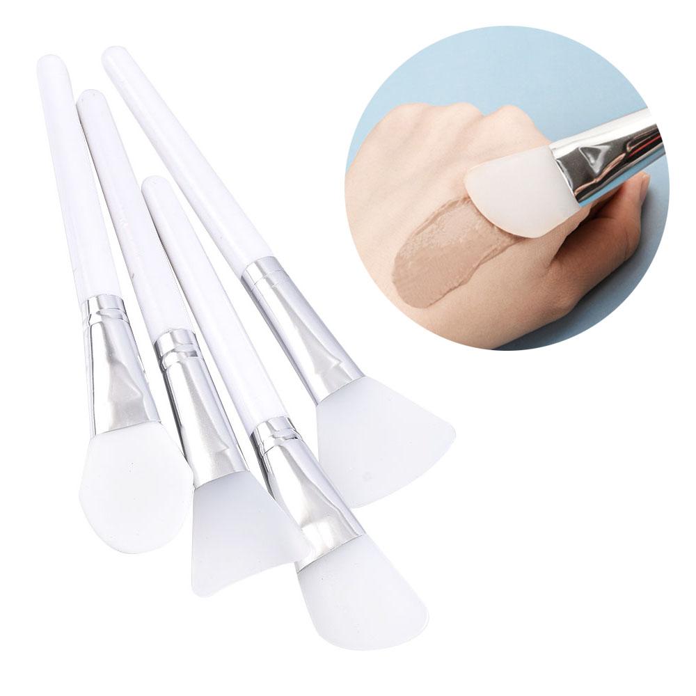 4 bucăți/set perie pentru mască facială din silicon pentru machiaj alb Perii profesionale pentru cremă cu noroi DIY pentru îngrijirea pielii gel pentru fond de ten Instrument cosmetic pentru frumusețe