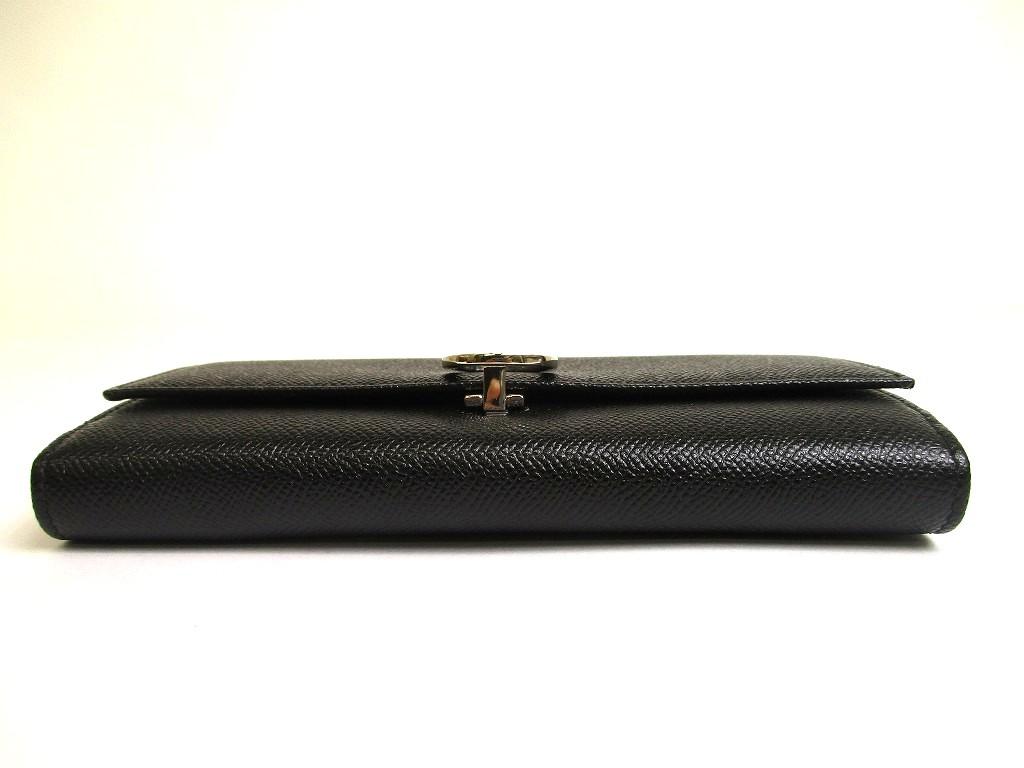 Authentic BVLGARI Black Leather Logo Clip Flap Long Wallet #a719  Refurbished