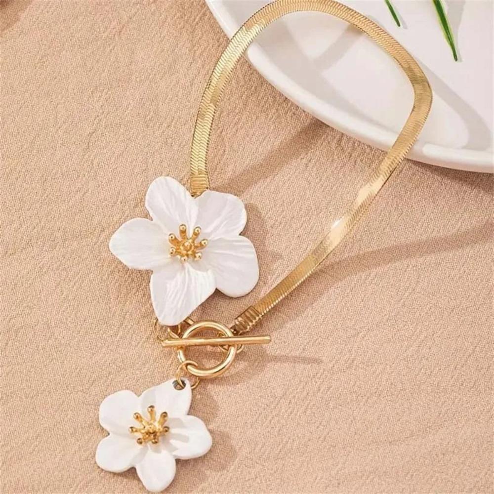 Anklet Flower Pendant Necklace Sumulation Flower Foot Chain Elegant Snake Bone Chain  Party