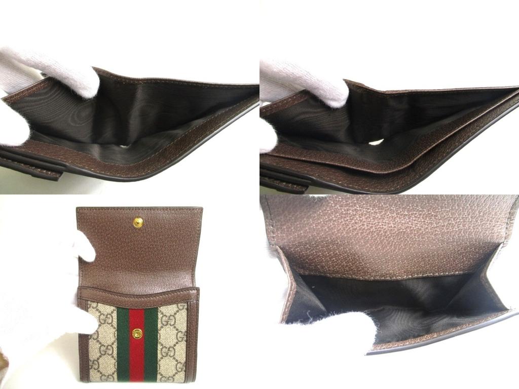 Authentic GUCCI Brown Leather Bifold Wallet Ophidia GG French Flap Wallet #a499  Open Box