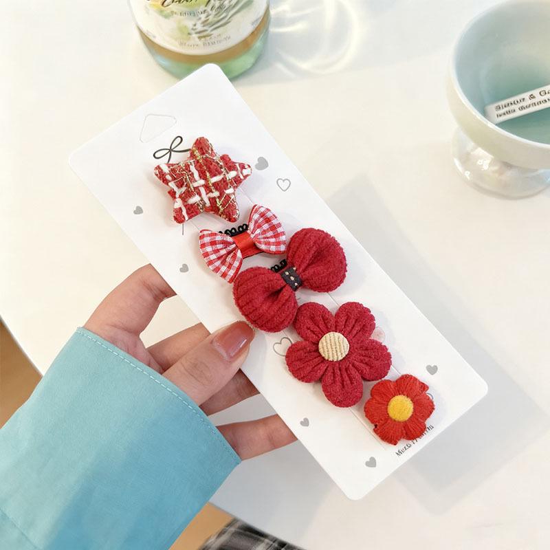 Sladký a roztomilý set kreslených sponek do vlasů s květinami pro děti – Šetrné k vlasům, umělecké sponky do vlasů na bok