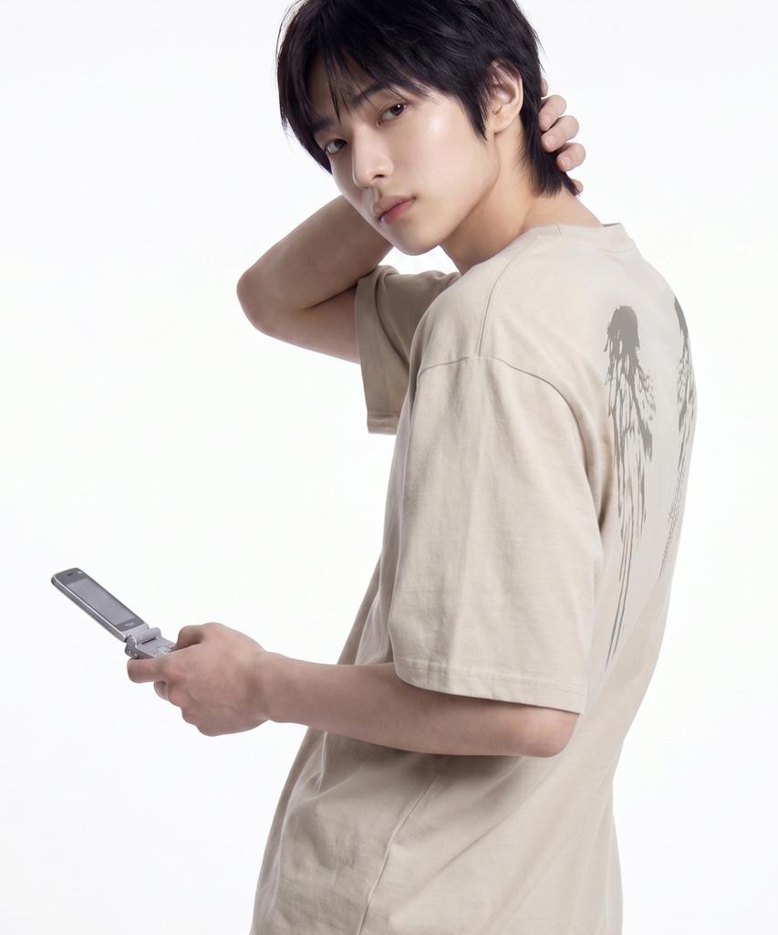 GRAVER [Unisex]Wings Henley Neck Short Sleeve T-Shirt_2 Colors