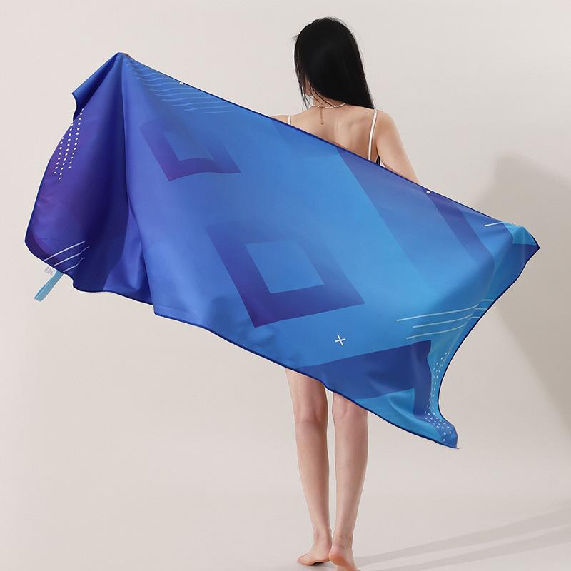 Ultra Fine Fiber Double-sided Velvet Beach Towel with Quick Drying, Absorbent Printing, Swimming Bath Towel, Beach Sunscreen