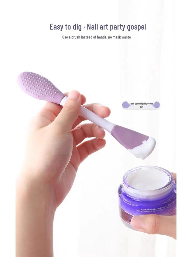 Doppelfunktionaler 2-köpfiger Silikon-Maskenpinsel für selbstgemachte Schlammmasken und Beauty-Make-up. Perfekt zum Verschmieren und Reinigen.