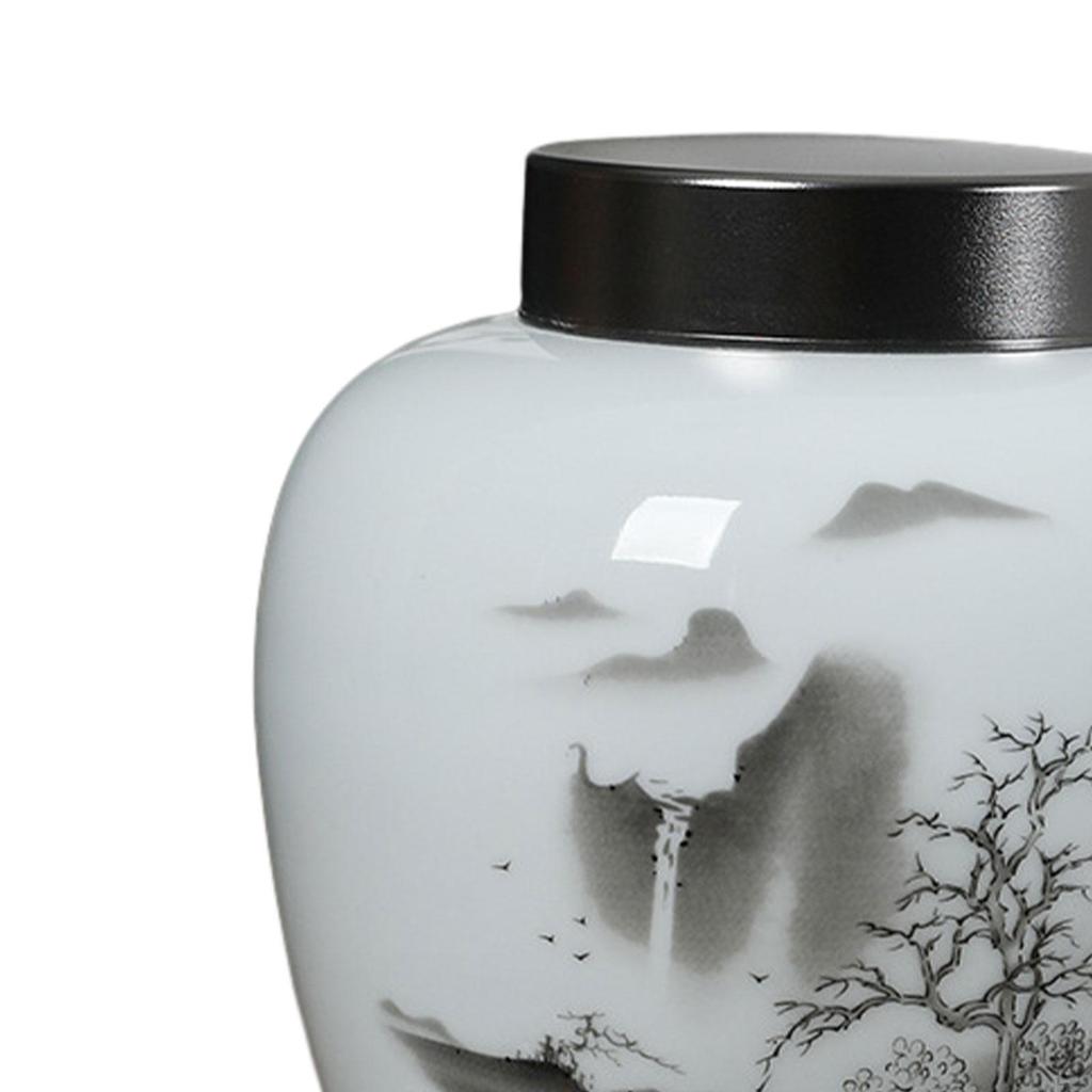 Ceramic Ginger Jar Porcelain Tea Canister Decorative Flower Vase for Home