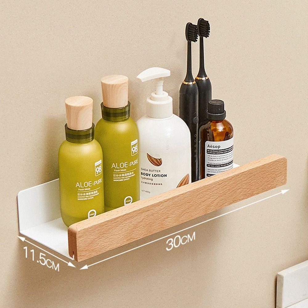 Moisture Proof Wooden Bath Storage Rack Wall-Mounted Toilet Organizer  Kitchen
