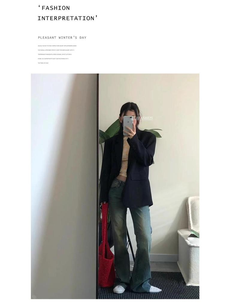 Women's High-End Grey Suit Jacket - Autumn 2025, Korean Style, Loose Casual Fit for Early Autumn