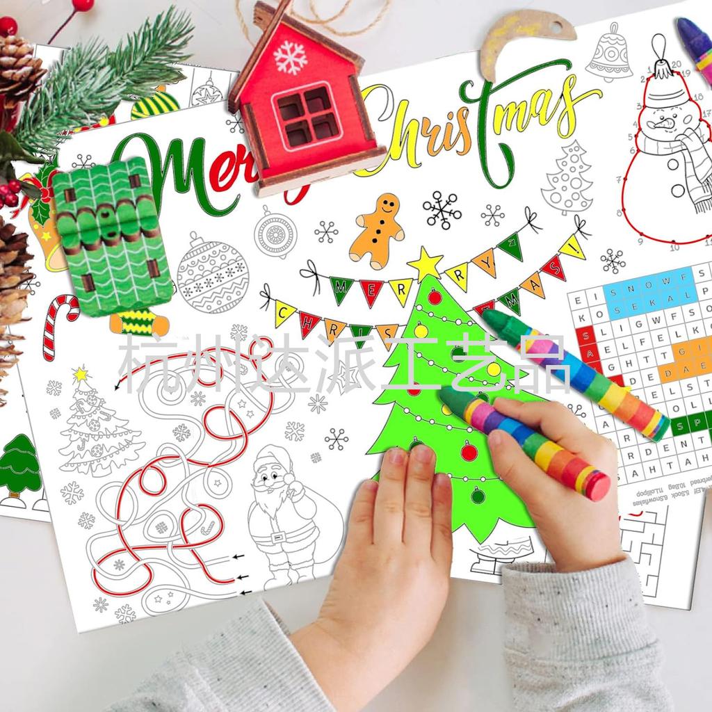 Weihnachts-Graffiti-Karten, Weihnachtsdekorationen, Ausmal-Papier-Platzsets für Kinder, Malbücher für Kinder