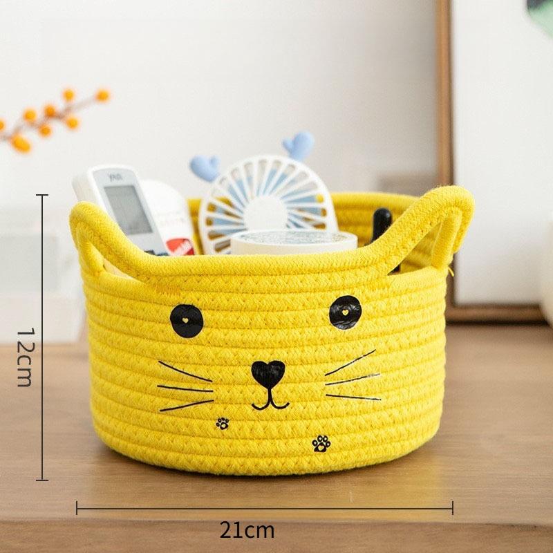 Cotton Rope Woven Creativity Storage Basket Home Living Room Coffee Table Snack Storage Box Desktop Storage Basket for Cosmetics and Skincare Products
