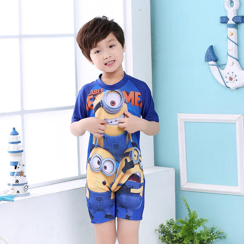 Kids Quick Dry Shark Print Short Sleeve Swimsuit - Sun Protective Beachwear for Toddlers and Boys L (Height: 90-100CM)