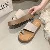 Thick-bottomed cool slippers for summer wear 2025 new versatile retro rhinestone sets toe sandals