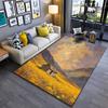 Yellow Field Cottage Landscape Printed Carpet, Van Gogh Style Decor Suitable for Use As an Anti-slip for Living Room Bedroom Sofas
