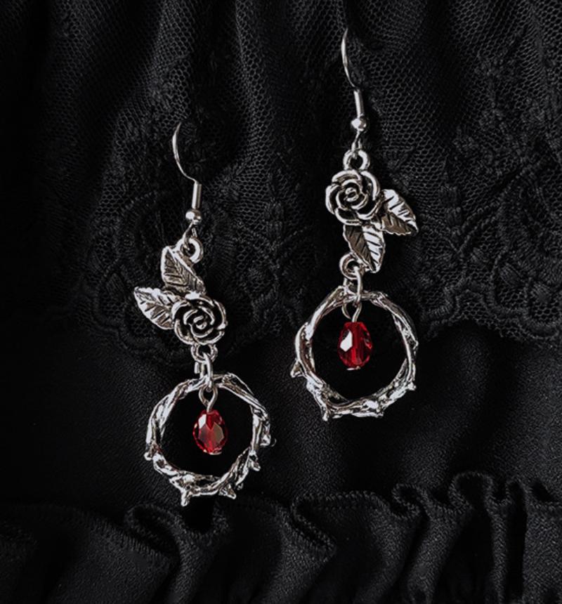 Party Jewelry Vintage Gothic Vampire Witch Black Rose Earrings For Women Creative Holiday Party Personalized Jewelry Accessories