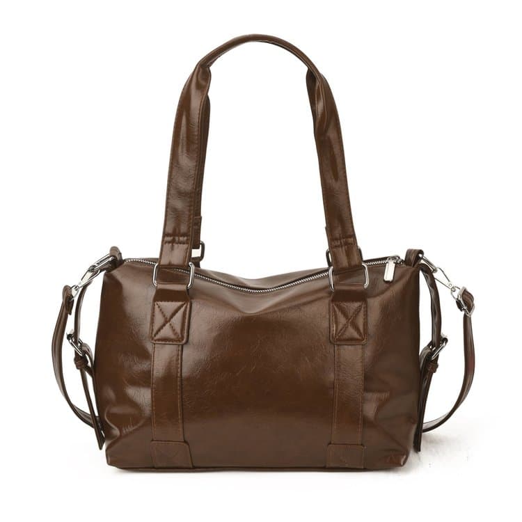 Glossy large capacity tote bag women s shoulder bag коричневый