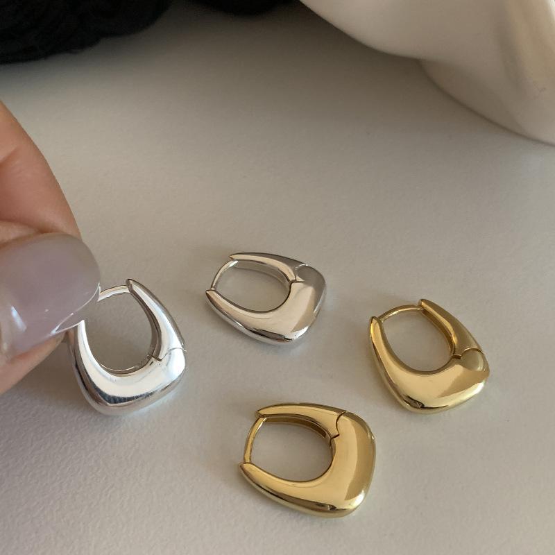 Elliptical Geometric Ear Clasps Female Temperament Simple Fashion Personality Hundreds of Senior Sense of Niche Earrings Studs Versatile Daily Wear