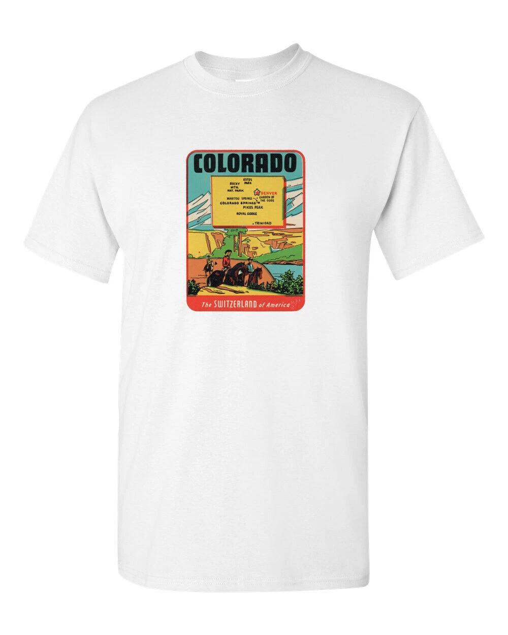 T Shirt Vtg Travel Art 100% Cotton Colorado State Souvenir Retro Tourist L
