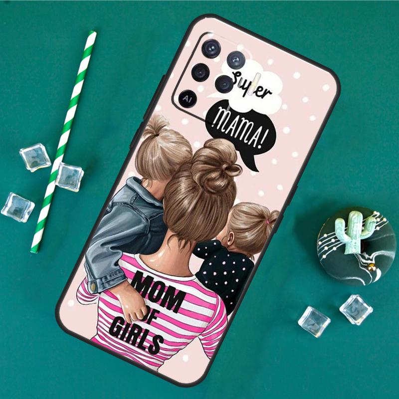 Brown Hair Baby Mom Girl Queen Case For Oppo A60 A40 A80 A16 A76 A96 A18 A38 A58 A78 A98 A91 A15 A17 A74 A94 A54 A57S Cover