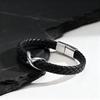 Stainless Steel Infinity Black Leather Bracelet for Men,High Quality Microfiber Leather Wristband,Gift for Husband Dad Him