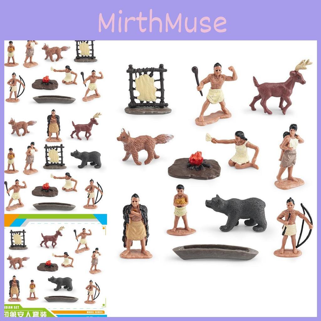 Authentic 12 Piece Bohemian Indian Model Set Featuring Chief And Fire Scene Toys