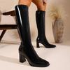 Fashion Winter Fashion Pointed Toe Women Knee High Boots Street Style Thick Heels Party Stripper Female Long Booties