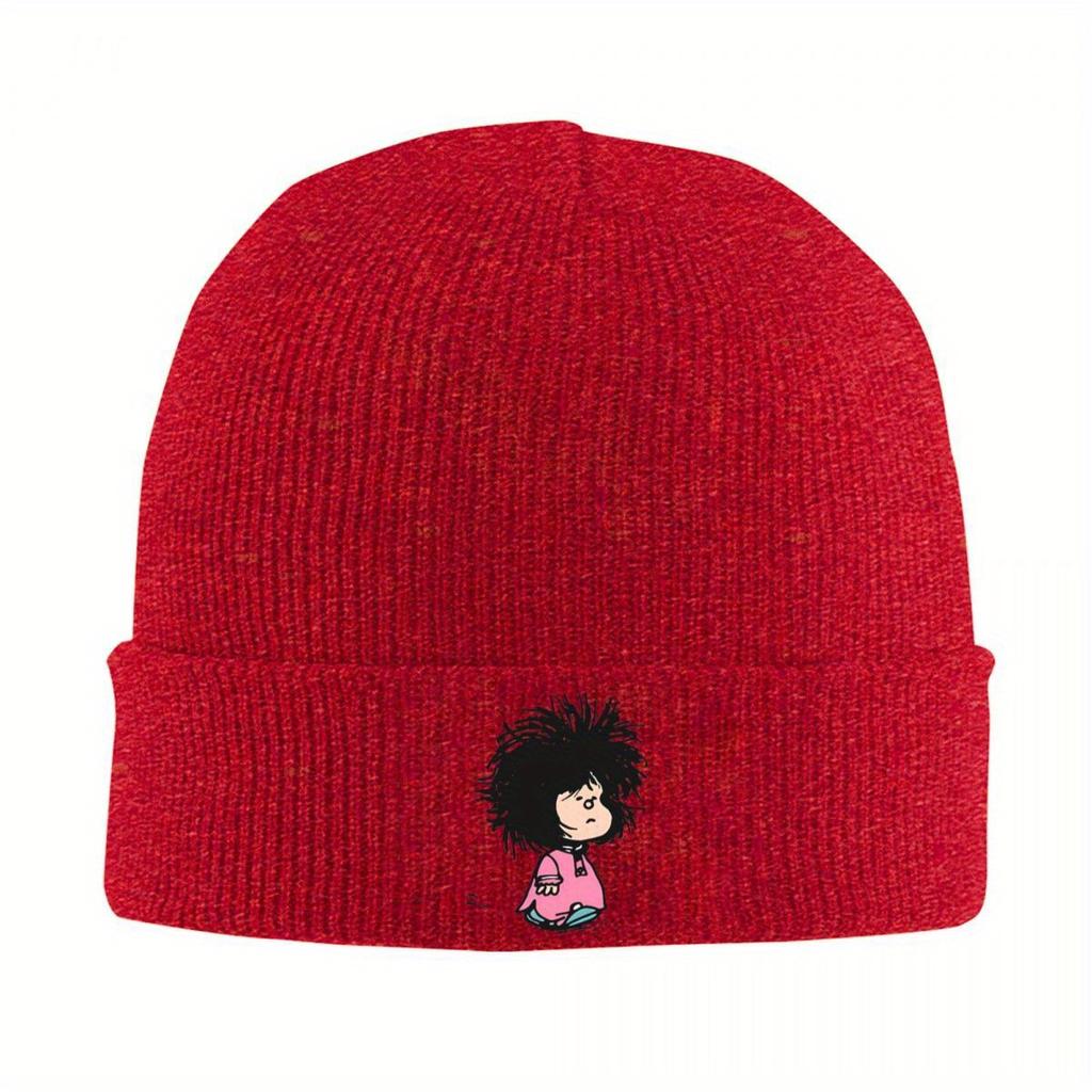 Mafalda With Disheveled Hair Knitted Hat Beanies Autumn Winter Hats Warm Color Anime Cartoon Cap for Men Women