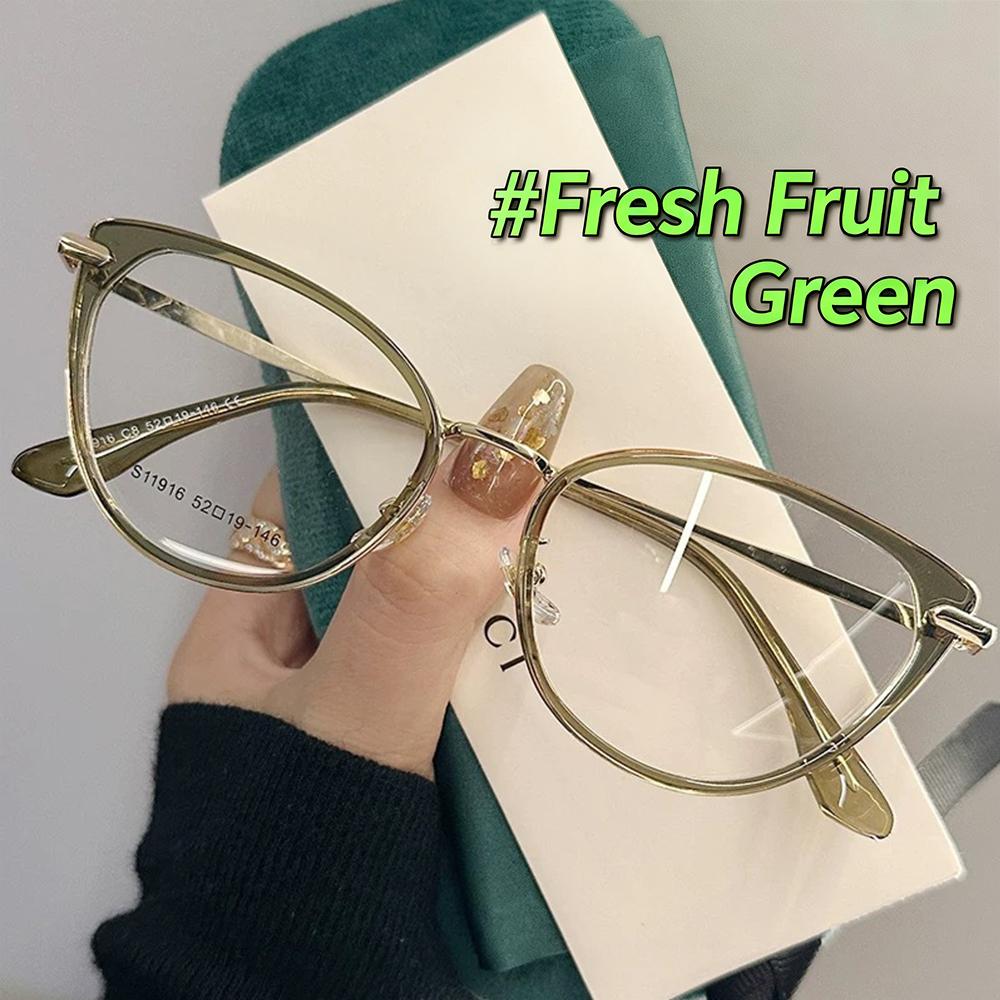 Cat Eye Presbyopia Glasses HD Anti Blue Light Reading Glasses for Women and Men Metal Frame Eyeglasses Unisex