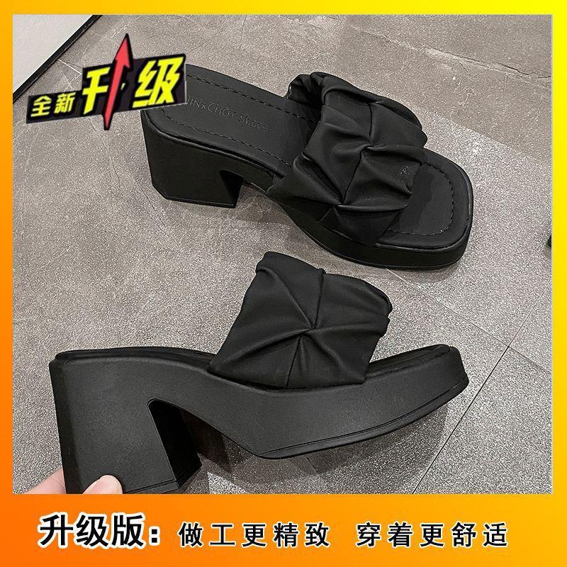 One-word Sandals In the Summer of 2025, the New Wedge Heel Is Fashionable and Versatile, Thick Heel, Thick Sole, and Waterproof Table High Heels for W