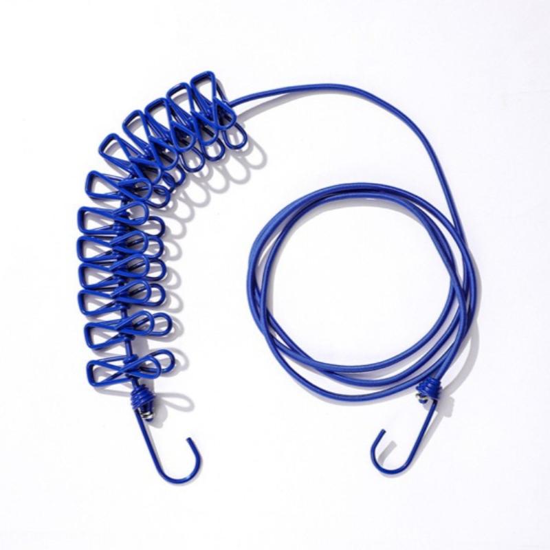 Corde à linge portable avec 12 pinces à linge, Corde à linge de voyage extensible rétractable élastique pour blanchisserie dans le jardin